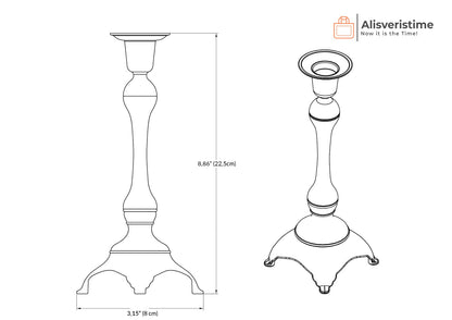 Alisveristime 2-Piece Candle Holder Set - Medium Size Decorative Zamac Candlesticks for Elegant Home Decor (Gold & Silver) (Silver)