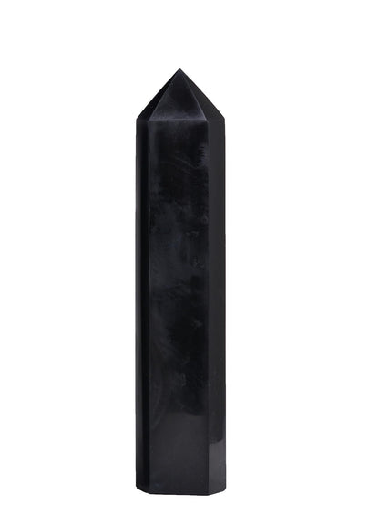 AMOYSTONE Obsidian Crystal Tower 4-4.5 Lbs Protective Stone Wand Natural Hexagonal Obelisk Column Centerpiece for Bookshelf Entryway Hallway Stand Focal Point Tabletop