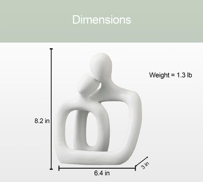 BANOMII Abstract Couple Statue, Minimalist Couples Bedroom Decor, White Hugging Lovers Sculptures Modern Home Office Decor Accents, TV Stand Decorations for Living Room Aesthetic, Desktop Figurine