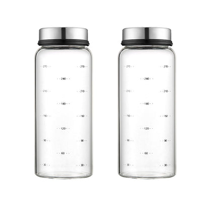 Yitexin 10 Oz Glass Salt and Pepper Shakers, Stainless Steel Spice Jars with 3 Adjustable Pour Holes Lid & Scale, Refillable Salt Shaker Dispenser Seasoning Containers for Kitchen Restaurants (2 Pcs)