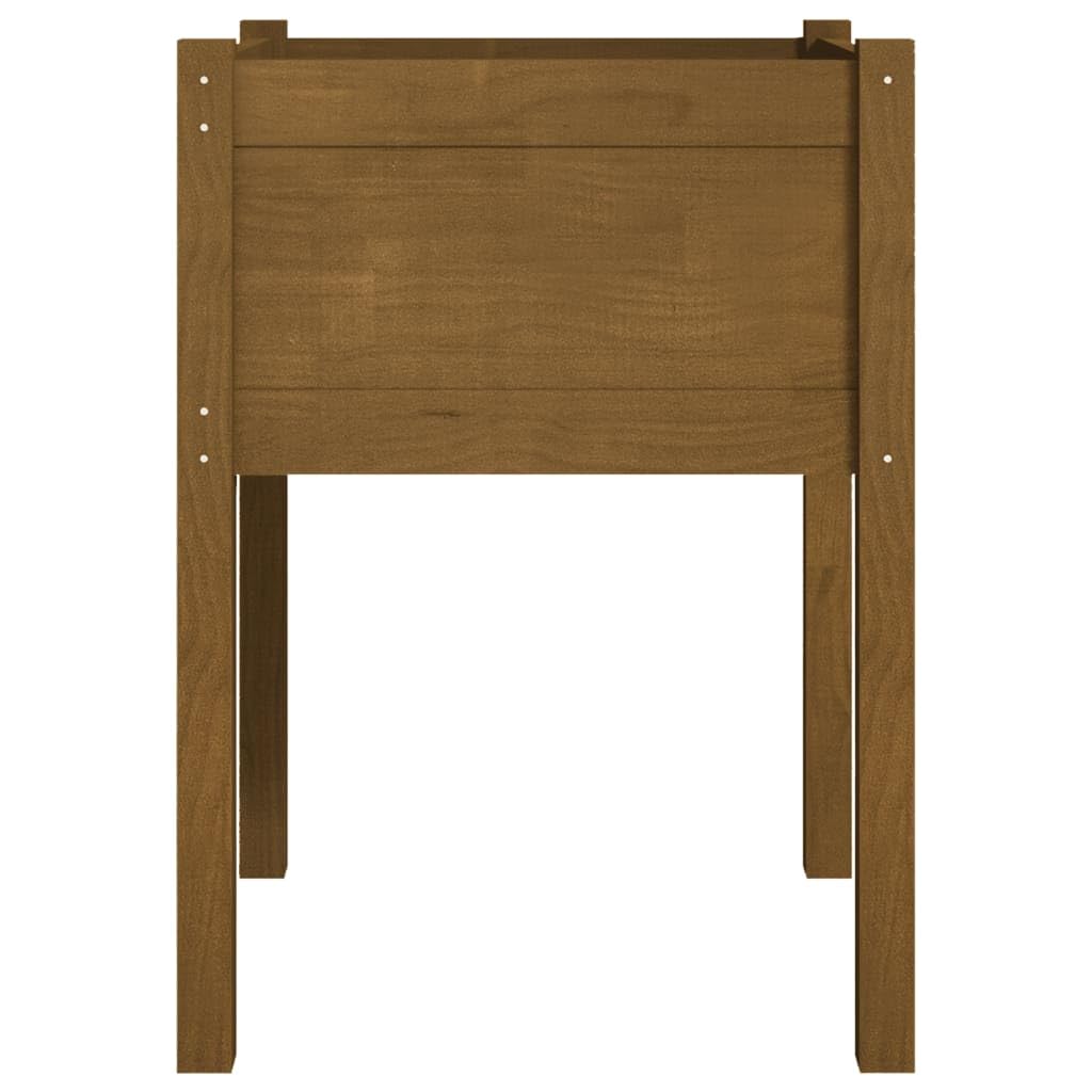 Coespram Honey Brown Solid Pinewood Square Outdoor Planter Box 19.7 x 19.7 x 27.6 in Sturdy Garden Pot for Patio Balcony Deck Large Flower Container for Herbs Veggies