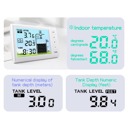 VISLONE Ultrasonic Water Level Monitor Tank Liquid Level High/Low Alarm Solar Powered Water Level Sensor Water Level Indicator Gauge IP65 Waterproof