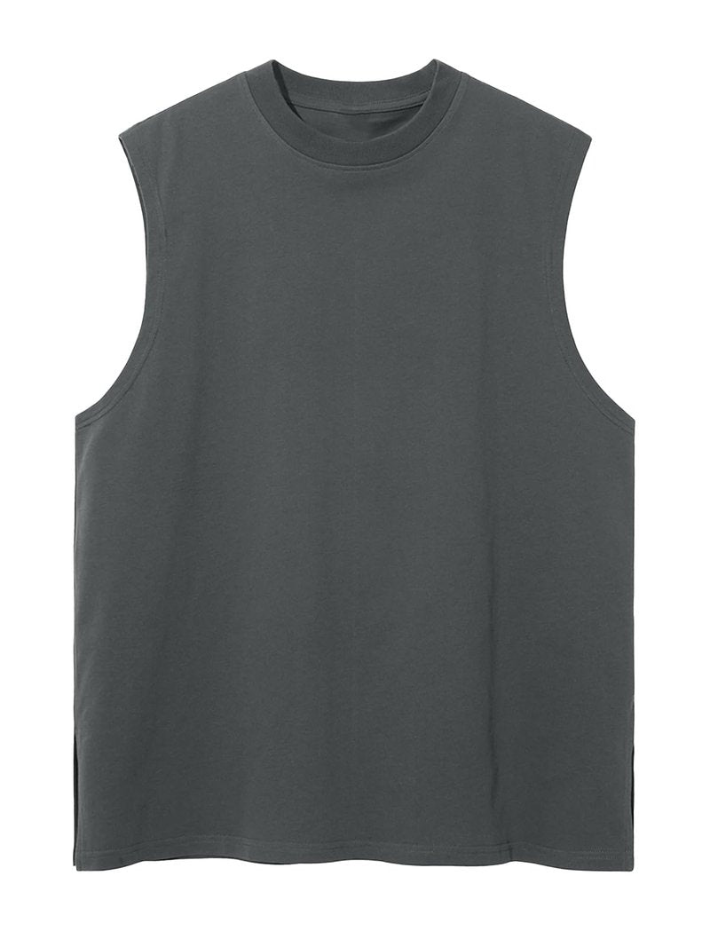 Mens Workout Tank Tops Sleeveless Tee Shirts Men Muscle Shirt Gym Cotton T Shirts Running Beach Loose Fit Tee（XZG,GY,S A-Grey