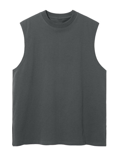 Mens Workout Tank Tops Sleeveless Tee Shirts Men Muscle Shirt Gym Cotton T Shirts Running Beach Loose Fit Tee（XZG,GY,S A-Grey