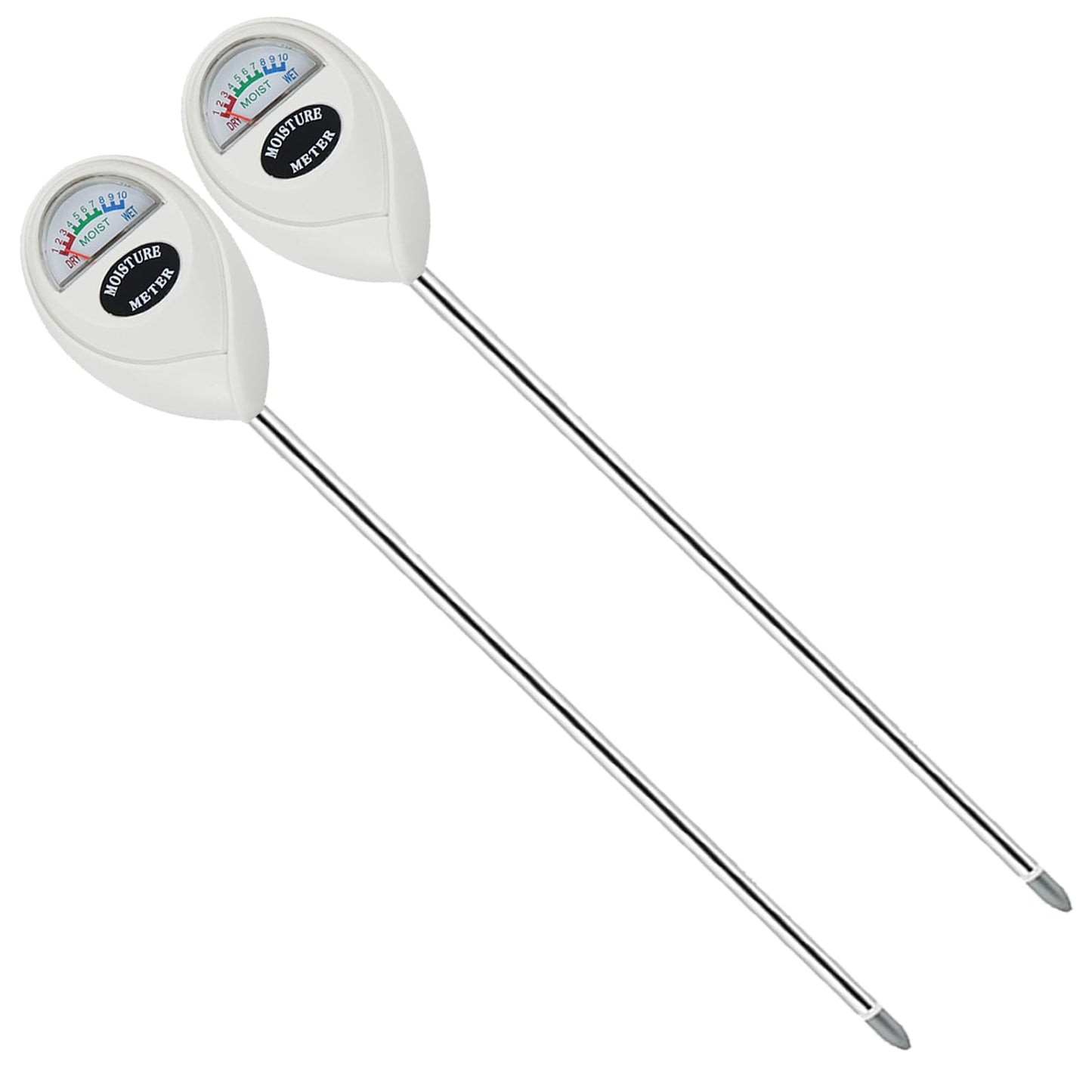 Censinda Soil Moisture Meter, 2 Pack Long Probe Soil Moisture Monitor for House Plants, Soil Hygrometer Moisture Sensor for Indoor & Outdoor, Garden, Farm, Lawn Plant Care, No Battery Needed(White)