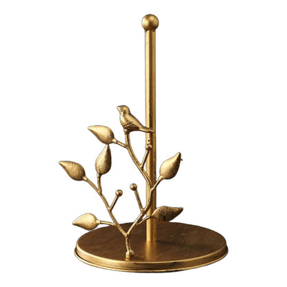 Rose Gold Paper Towel Holder Luxury Metal Kitchen Counter Decor Artistic Design Standing Tissue Dispenser for Table Dining Living Room Bar café 7x11 Inch (Gold Bird)
