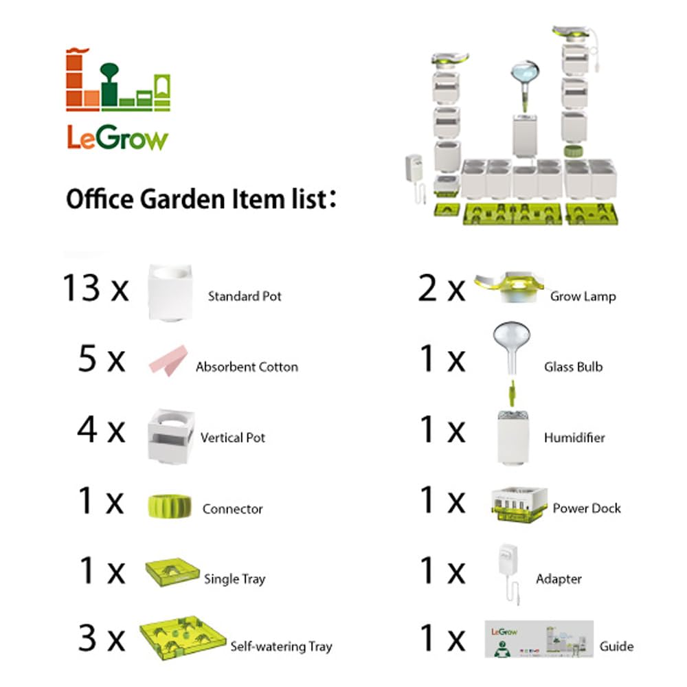 LeGrow Home Garden, Enjoy The Natural Landscape Daily, Automatic LED Grow Light, 7 Days Watering Free Ecosystem, Modular Design Fits Any Space, Write, [Plants NOT Included].