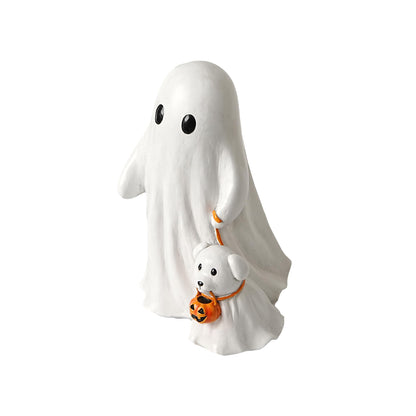 VILLADECOR Halloween Ghost Walking Dog Statue, Cute White Ghosts Figurines Halloween Table Decor, 8.9 inch