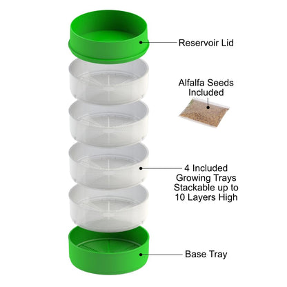 KITCHEN CROP Deluxe Seed Sprouter with 4 Growing Trays and 1 Seed Packets, (Alfalfa Seeds) Easily Grow Sprouts Indoors for a Healthy Lifestyle
