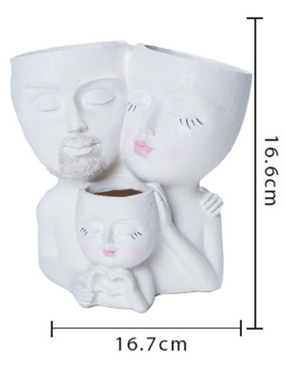 WLDOCA Head Planter Face Pots for Plants, Family Face Planters Novelty Face Vase, Unique Flower Pots Decorative Plant Planters for Indoor Outdoor Home Garden Succulents Cactus,A