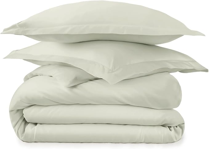 100% Organic Cotton Duvet Cover King Size - Naturally Soft Lightweight & Cooling Duvet Cover Set with Decorative Shams - Premium GOTS Certified 300 Thread Count Sateen Weave (Pastel Green, King)
