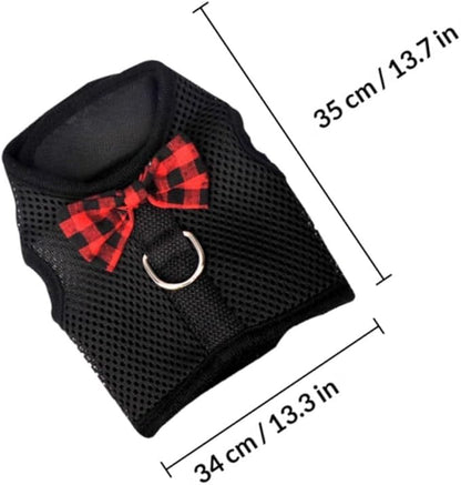 SHINEOFI Pet Harness Vest for Small Pets Mesh Breathable Chest Strap Adjustable Size L 35-40cm Black for Rabbits Guinea Pigs Squirrels Walking Control