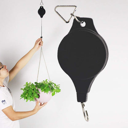 Lythor Pack Plant Hook Pulley, Retractable Plant Hanger Easy Reach Hanging Flower Basket for Garden Baskets Pots and Birds Feeder Hang High up and Pull Down to Water Or Feed (Black 6Pack)