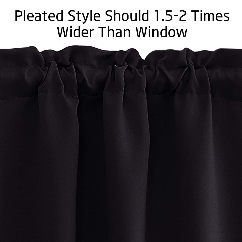 NICETOWN Small RV Camper Window Curtains, Thermal Insulated Rod Pocket Privacy Curtain Tiers Soild Room Darkening Shades for Kitchen Cabinet Cupboard Closet Halloween, Black, W34 x L30 inches, 1 Pair