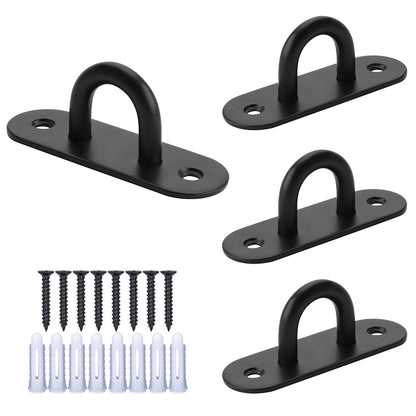 PROVIVID Stainless Steel Ceiling Hooks Pad Eyes Plate 4pcs 2.4" Heavy Duty Hardware Hooks with Screws and Plastic Anchors Wall Mount Top Hook Hanging for Yoga Hammock Boat Sandbag Plant Basket