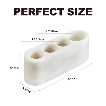 BCS Toothbrush Holder for Bathrooms, 4 Slots Marble Toothbrush and Toothpaste Holder Stand Bathroom Organizer Countertop for Electric Toothbrush, Floss, Razor, Comb - Karibib Ice