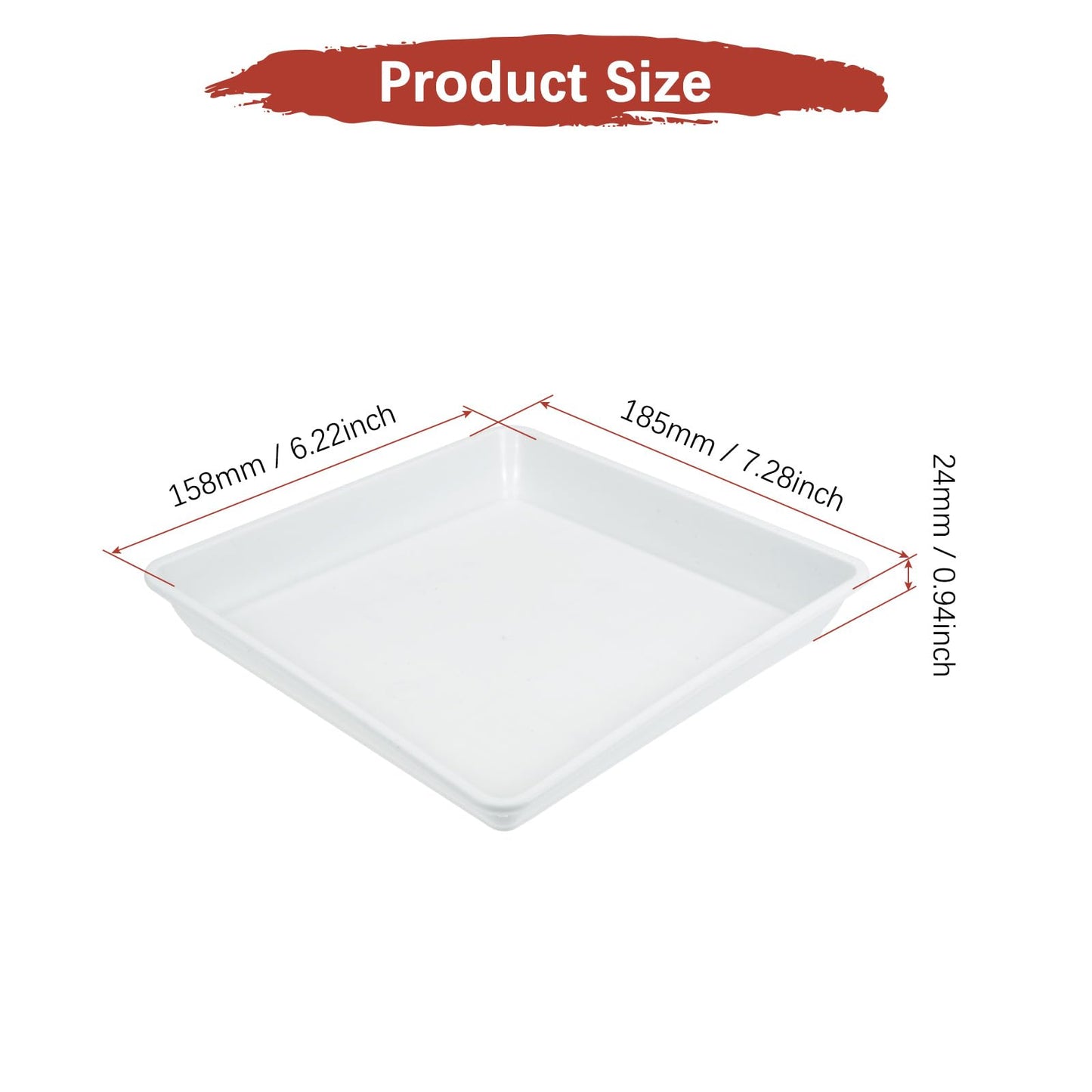 TIXIPEM 7IN Plant Pot Saucer [4PCS] - Square Flower Drip Tray Use for Indoor Outdoor Courtyard Garden Potted Water Drips and Soil - [White] Plastic Flower Pot Trays