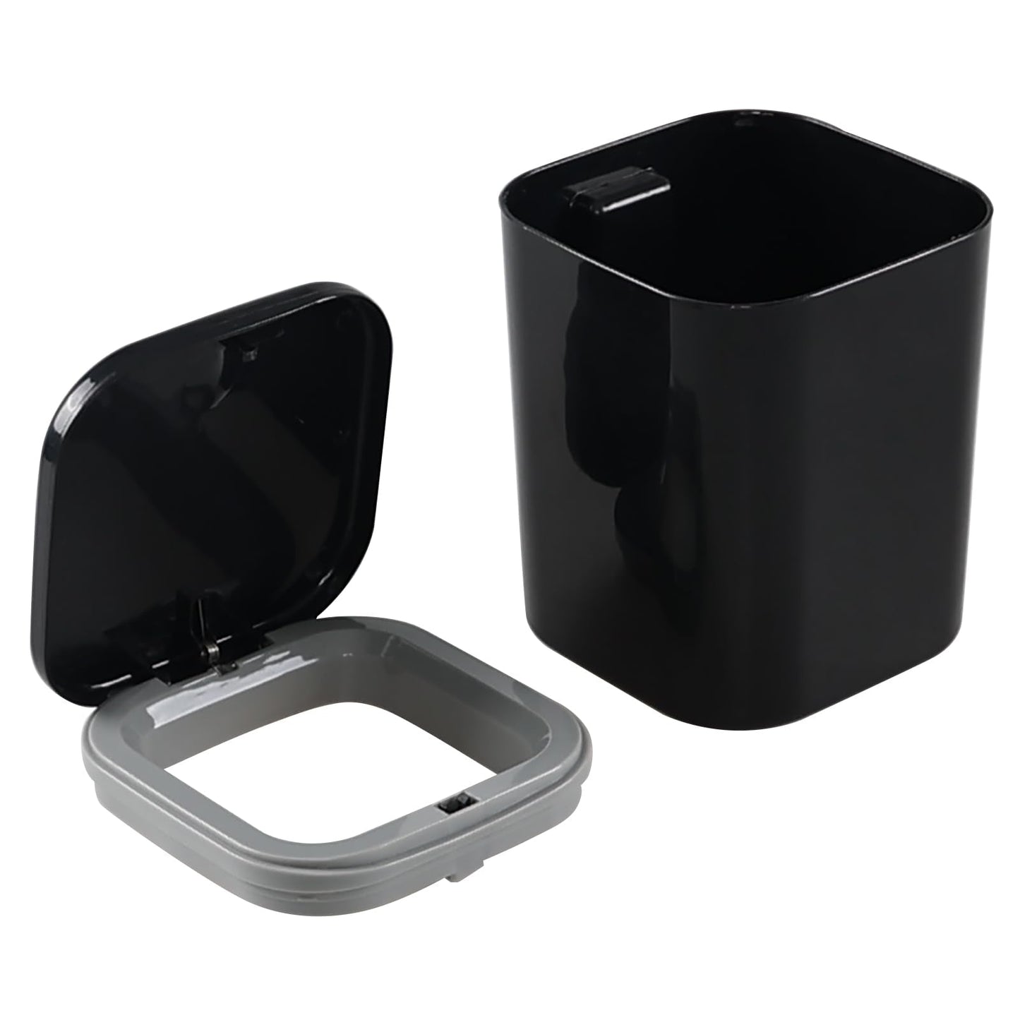 Julyeen 0.5 Gallon Mini Trash Can with Lid, Small Garbage Container Bin for Desktop, Tabletop, Coffee Table or Countertop (Black)