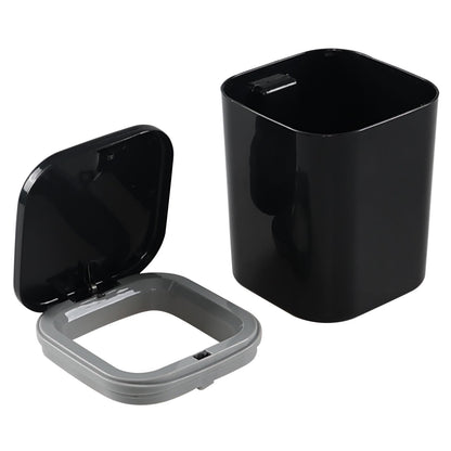Julyeen 0.5 Gallon Mini Trash Can with Lid, Small Garbage Container Bin for Desktop, Tabletop, Coffee Table or Countertop (Black)