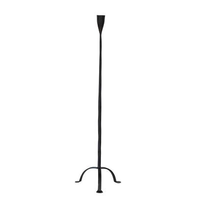 Creative Co-Op 24" H Hand-Forged Cast Metal Footed Taper Holder, Black