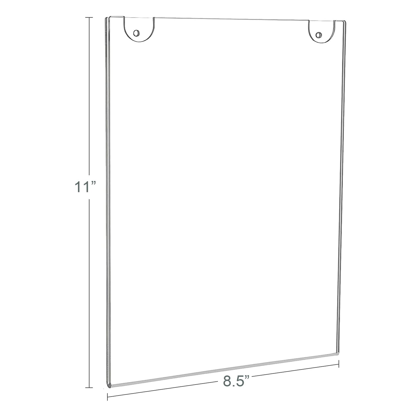 BlueValley Acrylic Sign Holder 8.5 x 11 Wall Mount - Vertical Clear Paper Display Holder with Mounted Tapes & Screws for Flyer, Document, Menu, Picture - Plastic Wall Frames for Offices, Homes, Restaurants, Stores - 12 Pack