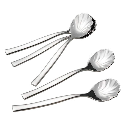 Xowine 12 Pieces Stainless Steel Shell Shape Sugar Spoon, Vintage Shell Shape Stir Spoons