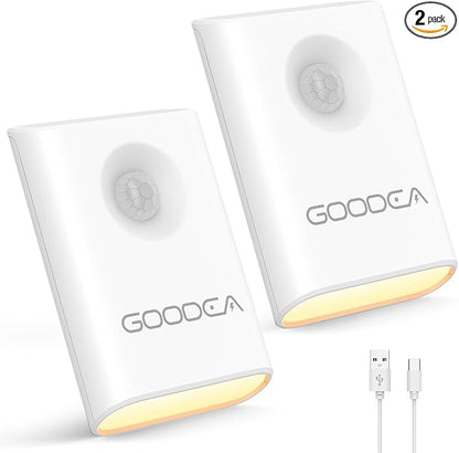 Rechargeable Battery Night Light with Motion Sensor, Wireless, Magnetic & Dimmable Stair Light, Portable Mini 3000K Warm White Stick-on Indoor Night Light for Bathroom, Hallway, Toilet, Bedroom, Stair