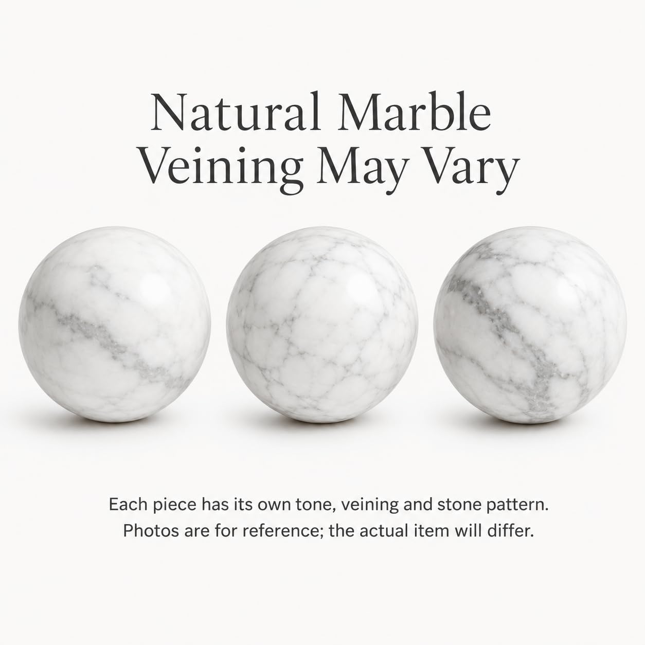 SIRIZEN-DIVING Natural Marble Decorative Spheres, Small Stone Bowl Filler Balls for Tray Styling, Shelf and Coffee Table Decor, 6 cm Diameter
