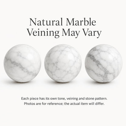 SIRIZEN-DIVING Natural Marble Decorative Spheres, Small Stone Bowl Filler Balls for Tray Styling, Shelf and Coffee Table Decor, 6 cm Diameter