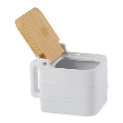 RSVP International White Stoneware Kitchen Collection, Salt Box, 4.5x3.25x3.5"