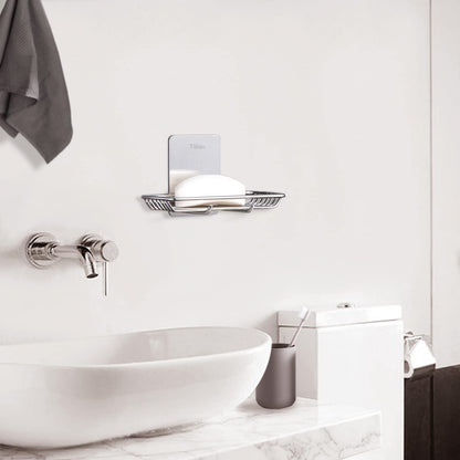 Tiilan Self Adhesive Bar Soap Dish for Shower, Bathroom Soap Holder Wall Mount – Stainless Steel, Silver