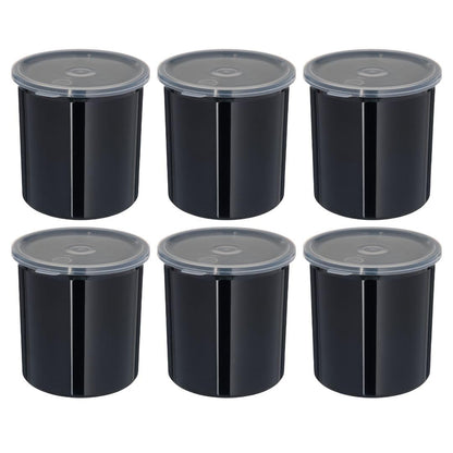 Carlisle FoodService Products Classic Round Storage Container Crock with Lid for Kitchen, Restaurants, Home, Plastic, 2.7 Quarts, Black, (Pack of 6)