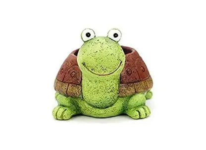 Whimsical Turtle Garden Planter, Green and Brown Resin Succulent Pot, Decorative Animal Shaped Indoor Outdoor Plant Container