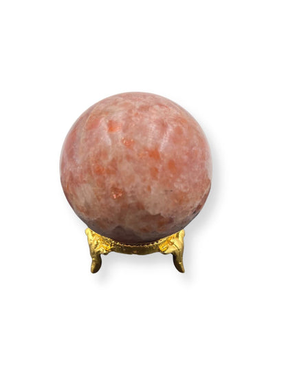 GEMSCITE Natural Sunstone 50-55 mm Gemstone Ball Sphere with Stand Hand Carved Crystal Altar Healing Devotional Focus Spiritual Chakra Cleansing Metaphysical Gift for Men Women from India