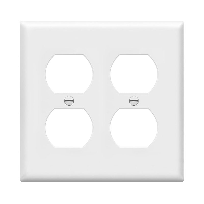 Enerlites 8822-W Duplex Receptacle Outlet Wall Plate, Standard Size 2-Gang, Polycarbonate Thermoplastic, White