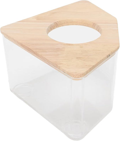 Focket Sand Bath for Hamsters, Transparent Design Hamster Sand Bath Container, Chinchilla Dust with Short Leg Stand Space Saving Right Angle for Dwarf Pets Small Animals
