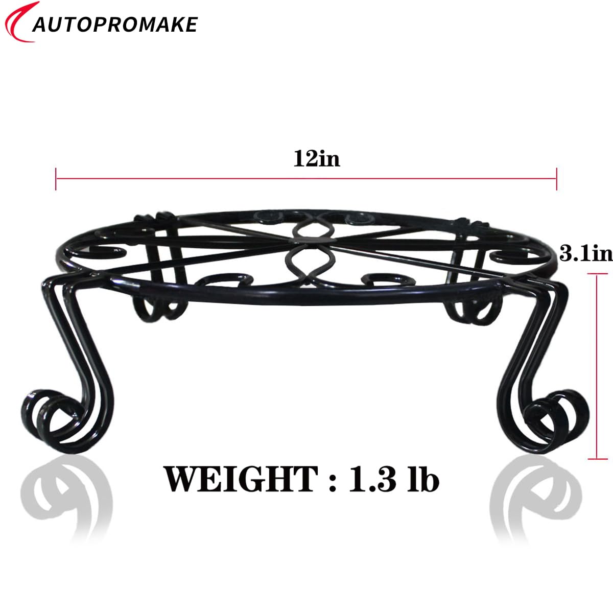 Autopromake 12"x3.1" Black Plant Stand for Flower Pot Heavy Duty Potted Holder Indoor Outdoor Metal Rustproof Iron Garden Container Round Supports Rack for Planter Bronze,Pumpkin Stand Outdoor