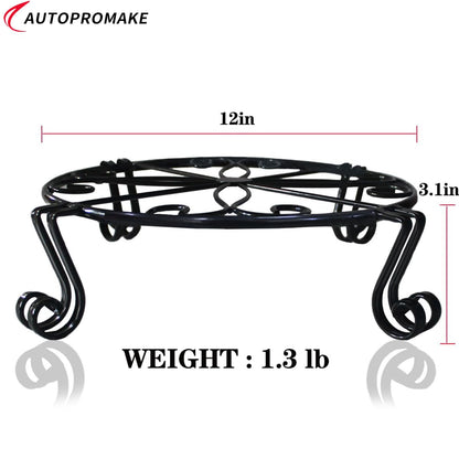 Autopromake 12"x3.1" Black Plant Stand for Flower Pot Heavy Duty Potted Holder Indoor Outdoor Metal Rustproof Iron Garden Container Round Supports Rack for Planter Bronze,Pumpkin Stand Outdoor