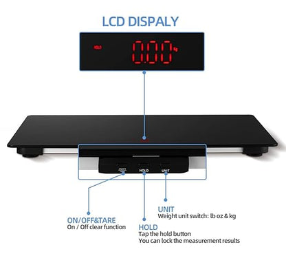 SIKE Large Breed Veterinary Scale, Dog Scale (±10g) Accuracy, Red LED, 36 x 24 inch Tempered Glass Platform with Anti Slip Sticker, Digital Pet Scales