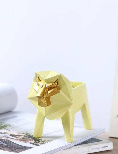 HAUCOZE Lion Statue Planter Succulent Pot Modern Animal Sculpture Home Decor Gift for Living Room Office 6.1 Inch