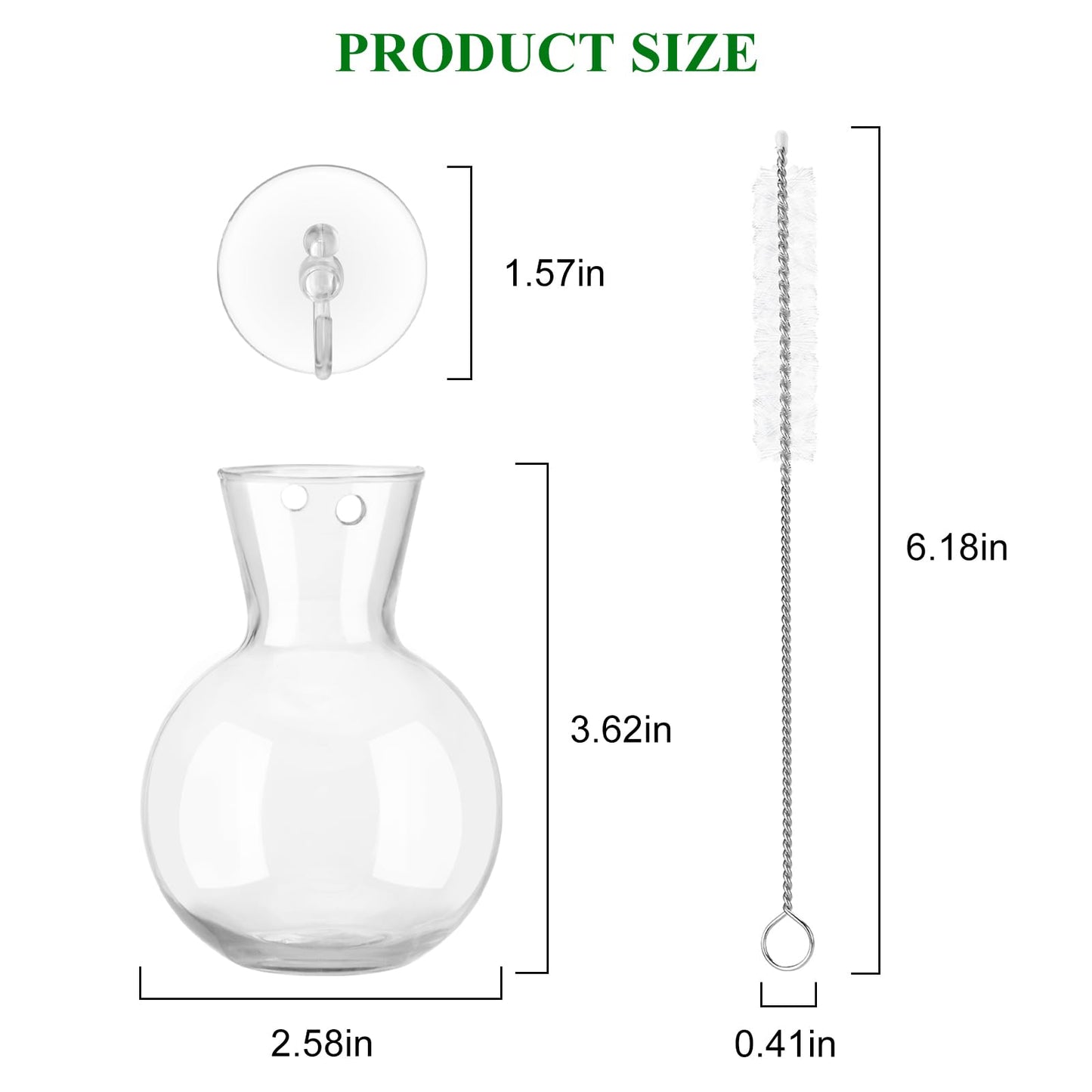 Doodlream 12PCS Wall Hanging Propagation Stations, Glass Planting Vases with Suction Cups and Cleaning Brush, Window Hanging Hydroponic Plant Terrariums for Pothos Ivy Herbs, Indoor Home Garden Decor