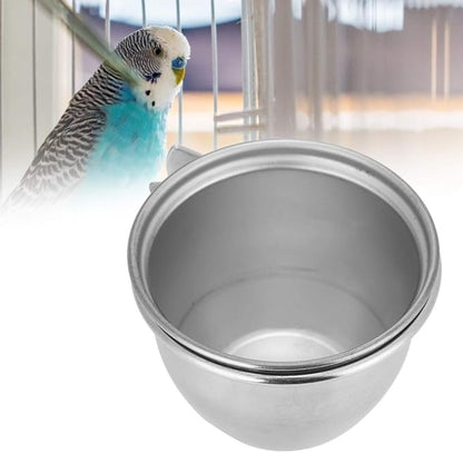 Tyenaza Stainless Steel Parrot Food and Water Coop Cup Bird Feeding Dish Feeder with Clamp Holder