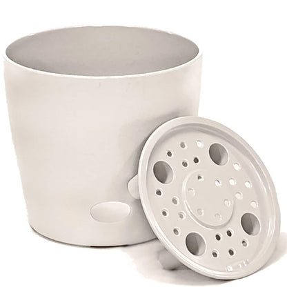7 Inch Self-Watering Bamboo Planter (Cream) - Round - Bamboo Fiber - No Overwatering or Root Rot