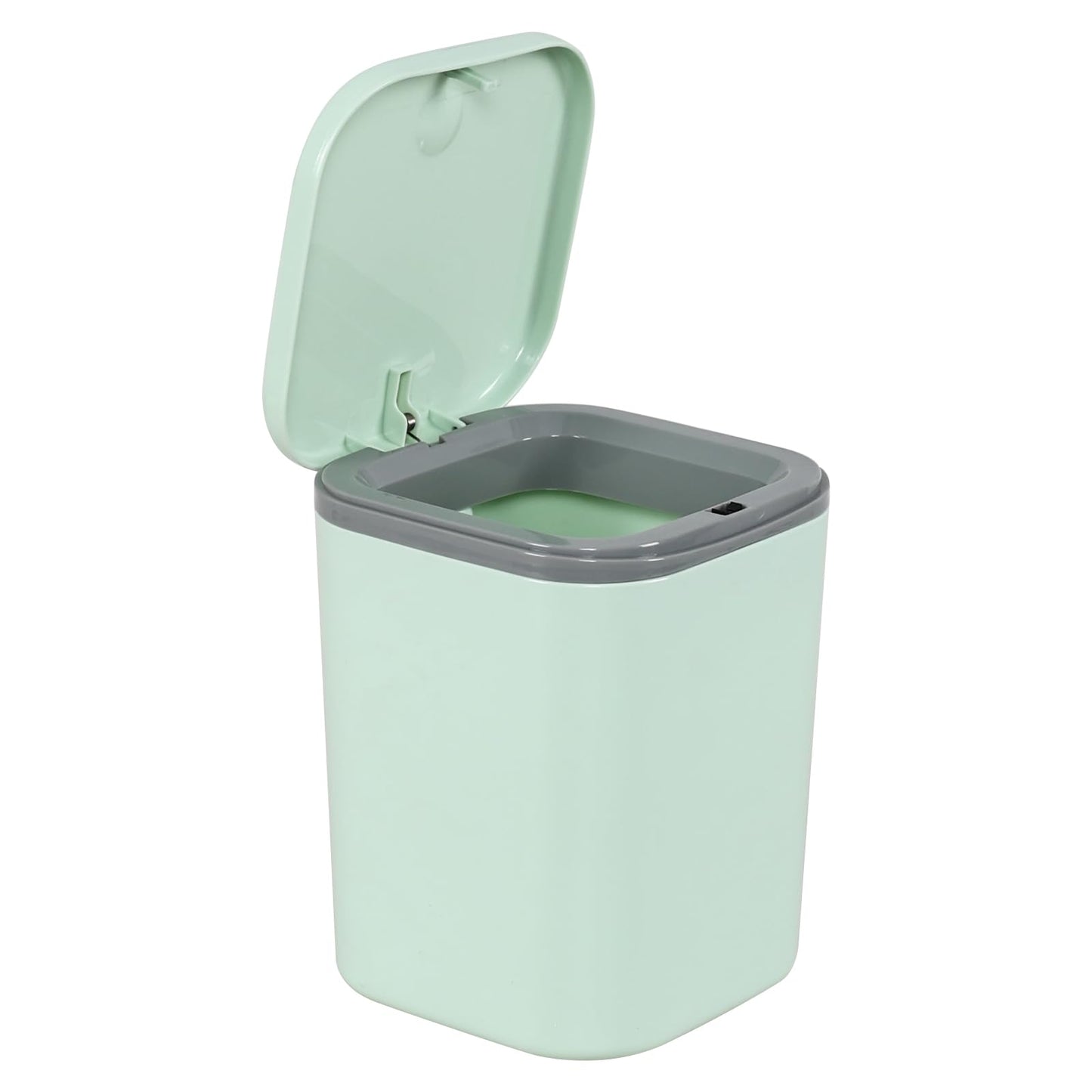 Feicanhao Mini Desk Trash Can with Lid, 0.5 Gallon/2 L Press-Top Tiny Countertop Waste Basket, Green
