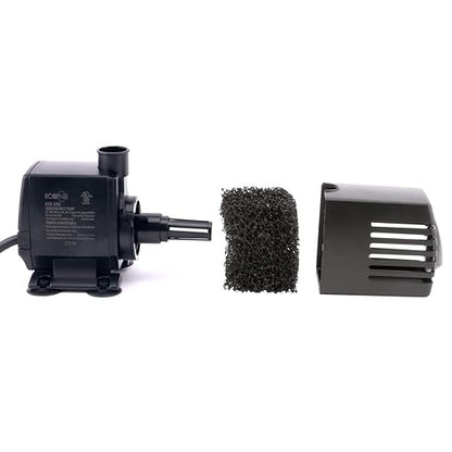 EcoPlus Eco 396 Water Pump Fixed Flow Submersible Or Inline For Aquariums, Ponds, Fountains & Hydroponics - UL Listed, 396 GPH, Black