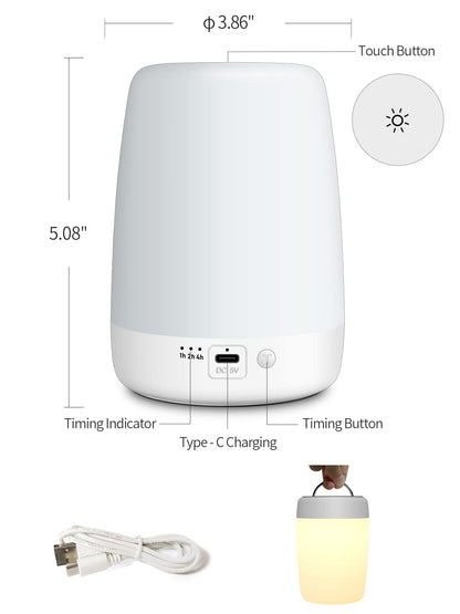 YYDSKIT Night Light for Kids & Nursery - Rechargeable Touch Lamp, Portable Nursing Lamp with Soft & Warm Light for Newborn, 3 Timers, Up to 200H