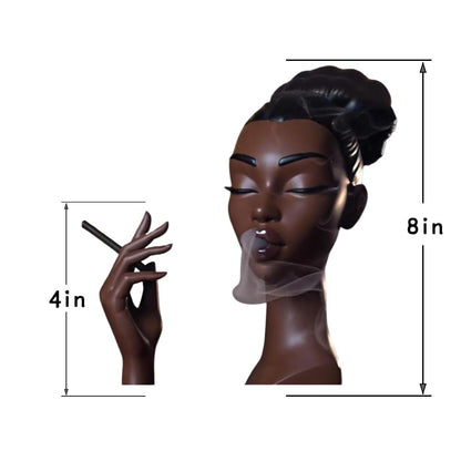 Sophisticated and Elegant Headscents-Head Incense Burner - Black Woman Smoking Head Incense Burner Design Calming Room Waterfall Decor and Unique Home Gift,Desk Decor (A)