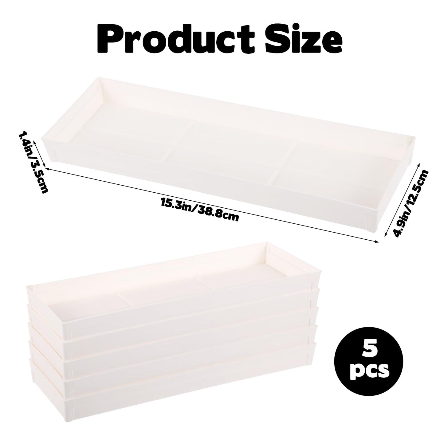 5 PCS Plastic Plant Tray Saucer with 2 Removable Drain Plugs Rectangular Window Sill Drainage Tray for Indoors Outdoor Flower Pots for Window Shelf Thick Plastic Plant stand for Succulent Pot Planter