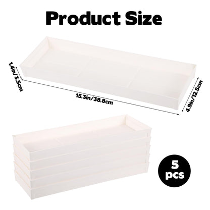 5 PCS Plastic Plant Tray Saucer with 2 Removable Drain Plugs Rectangular Window Sill Drainage Tray for Indoors Outdoor Flower Pots for Window Shelf Thick Plastic Plant stand for Succulent Pot Planter
