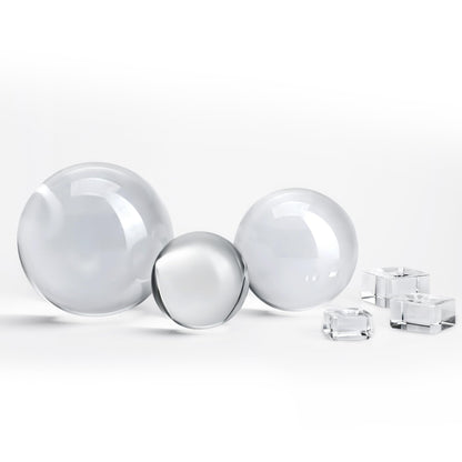 ZEERSHEE 3pcs 60/80/100mm Clear Crystal Balls with Stand Decorative Transparent Spheres Photography Prop for Magical Shots Fengshui Crystal Balls for Meditation Divination Decor